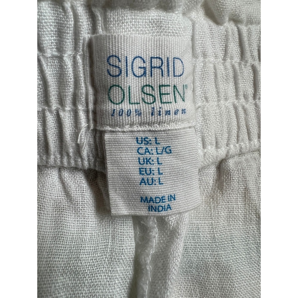 Sigrid Olsen White Linen Pullon Shorts SZL Beach Summer Vacation Cruise - Picture 4 of 6